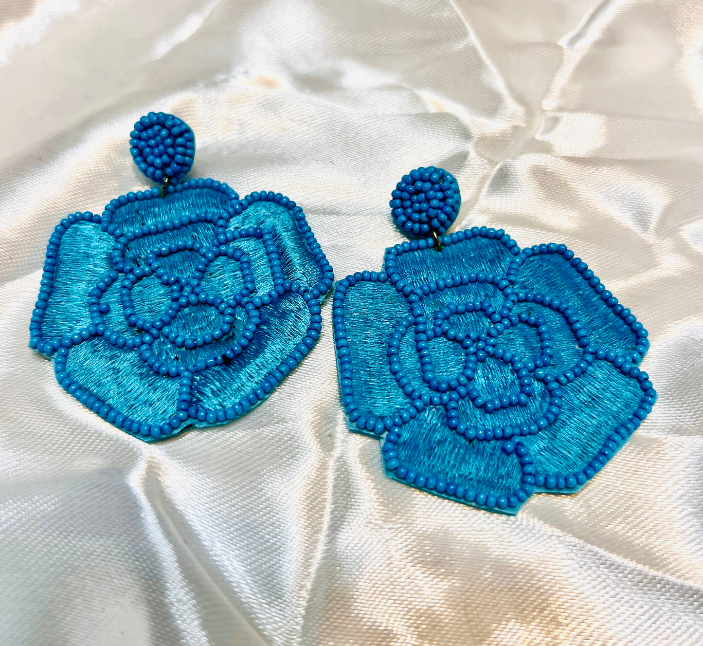 Blue floral earrings