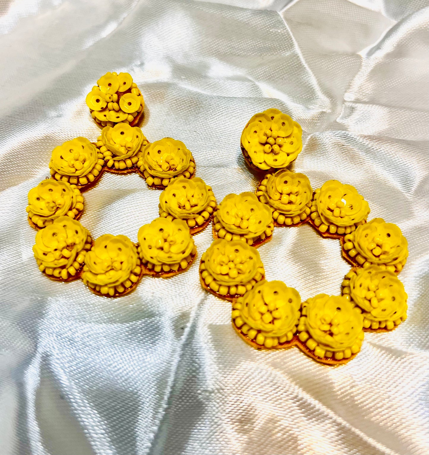 Multi floral earrings- yellow