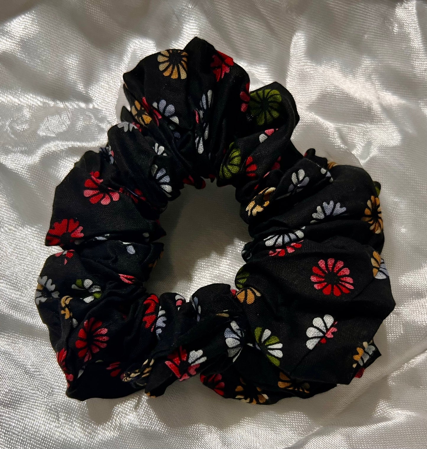 Black multi floral scrunchies