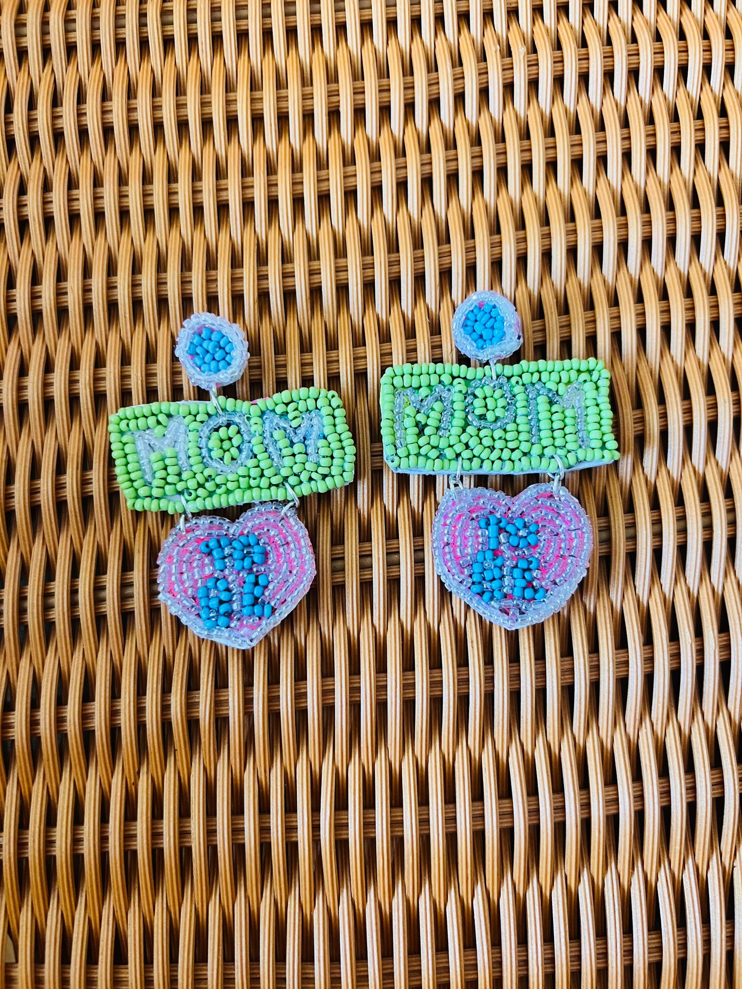 Mom to be beaded earrings