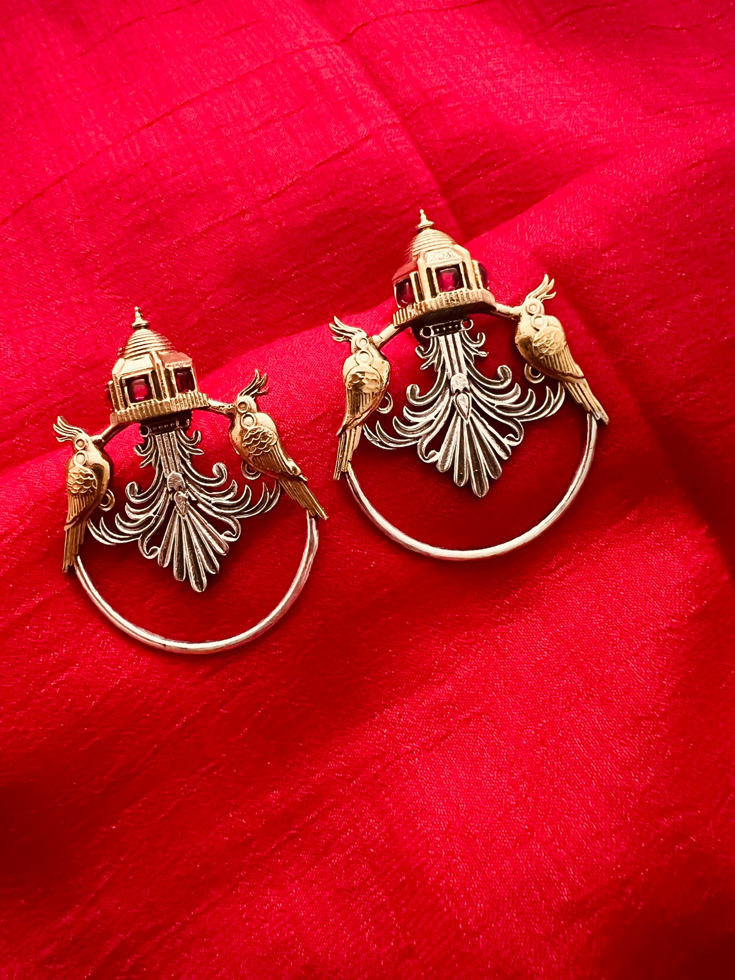 Bird in dome designer earrings