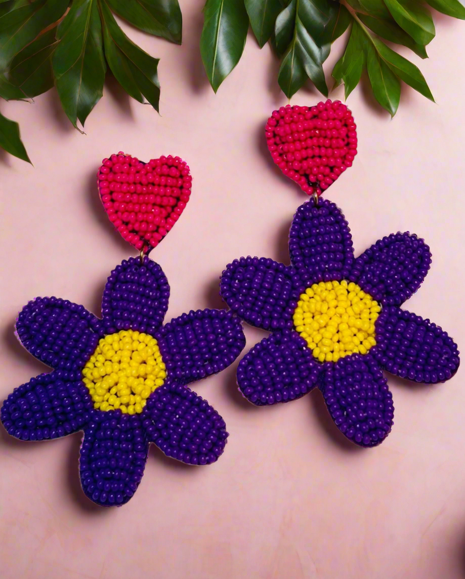 Floral treat earrings- violet