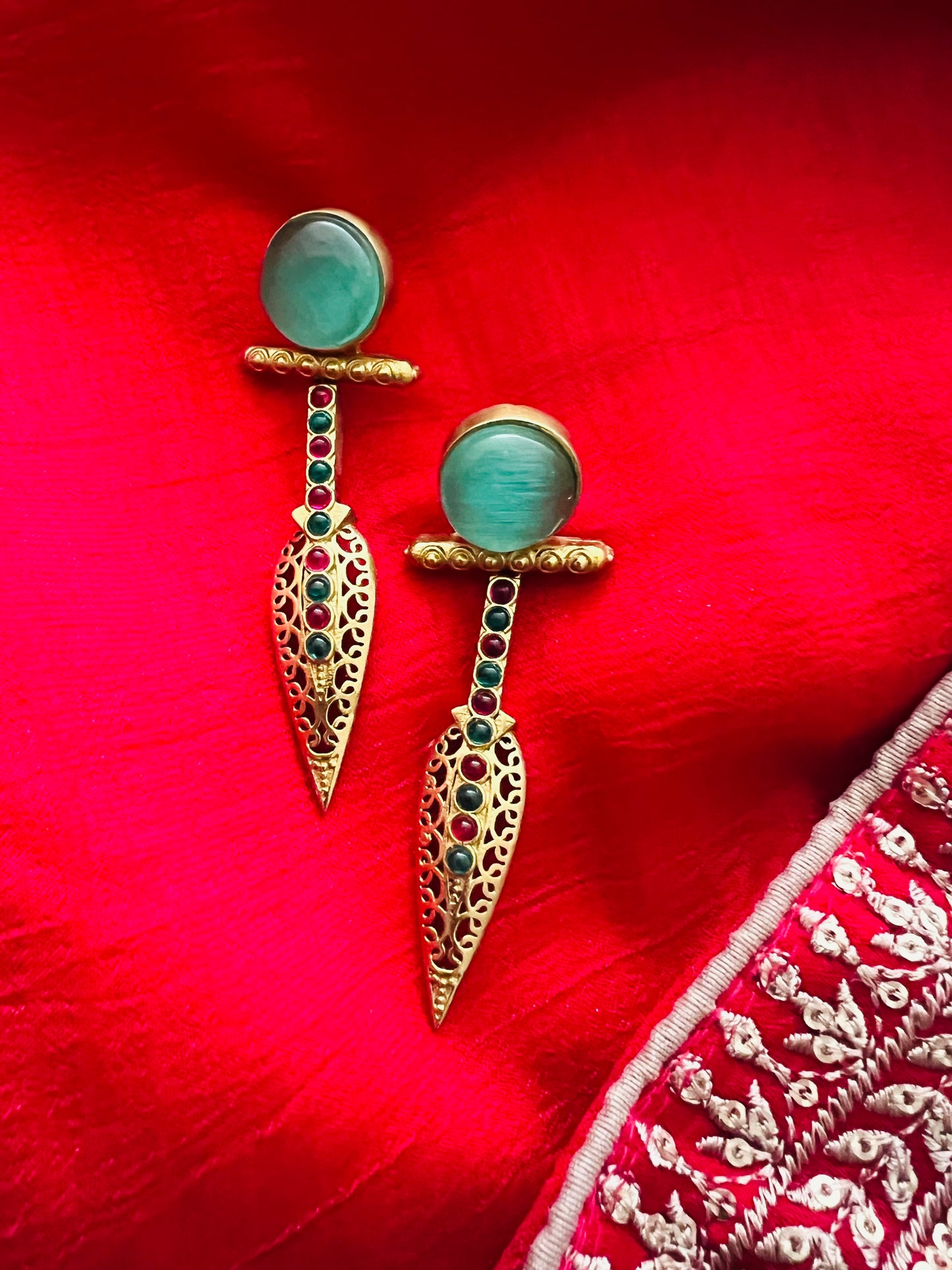 Contemporary style stone studded earrings