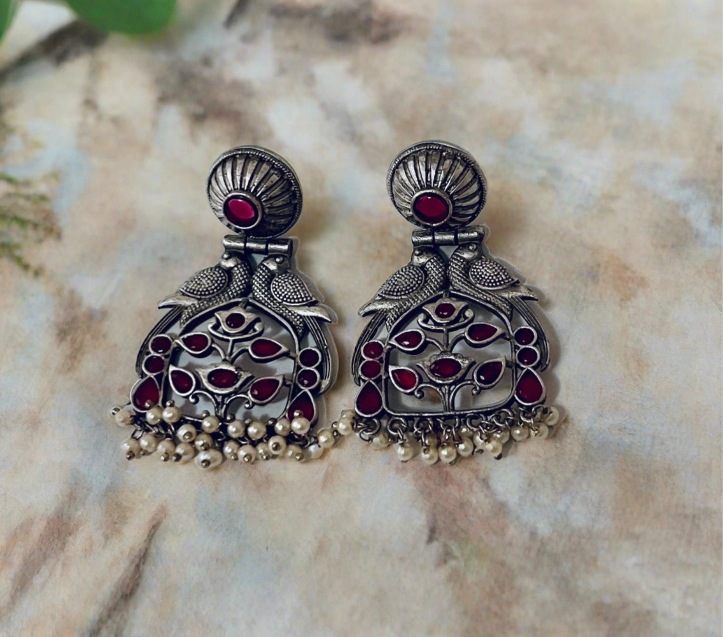 Red vintage style peacock🦚 earrings