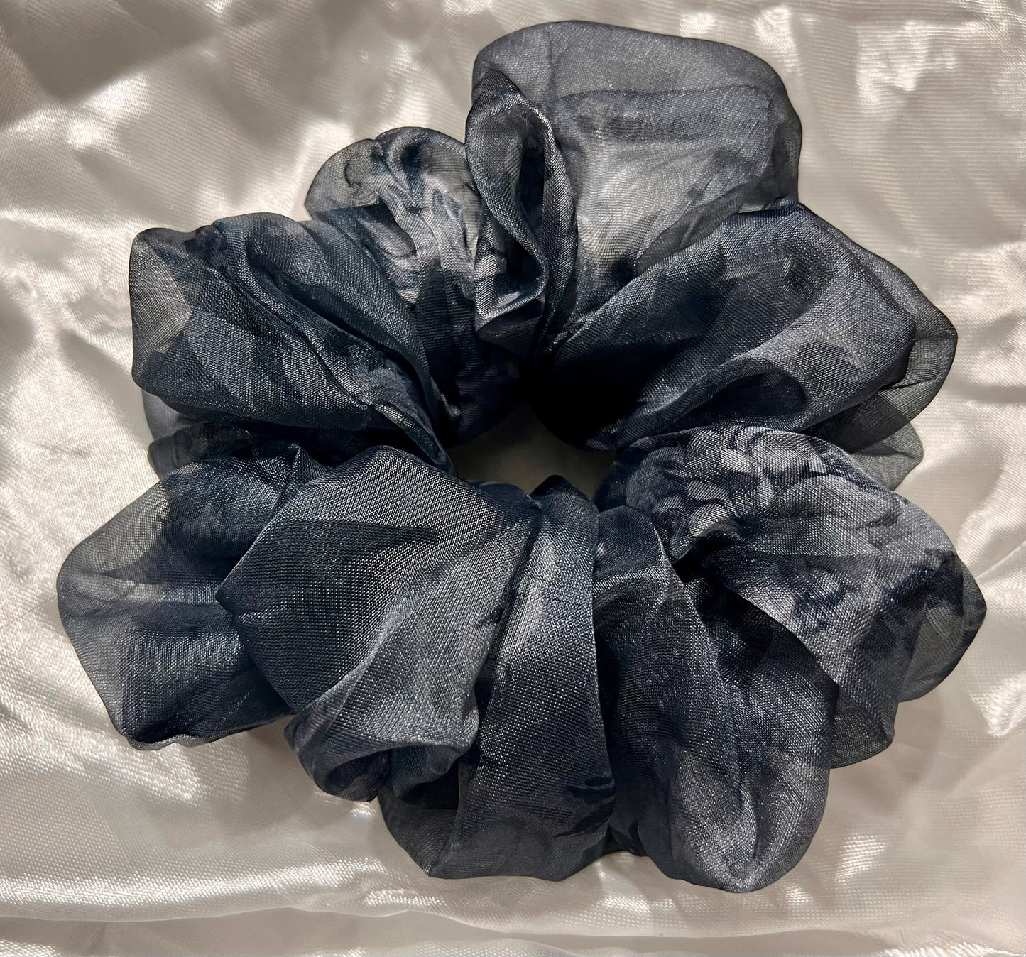 Grey floral scrunchies