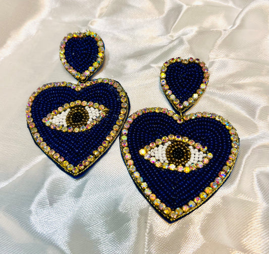 Evil eye beaded earrings