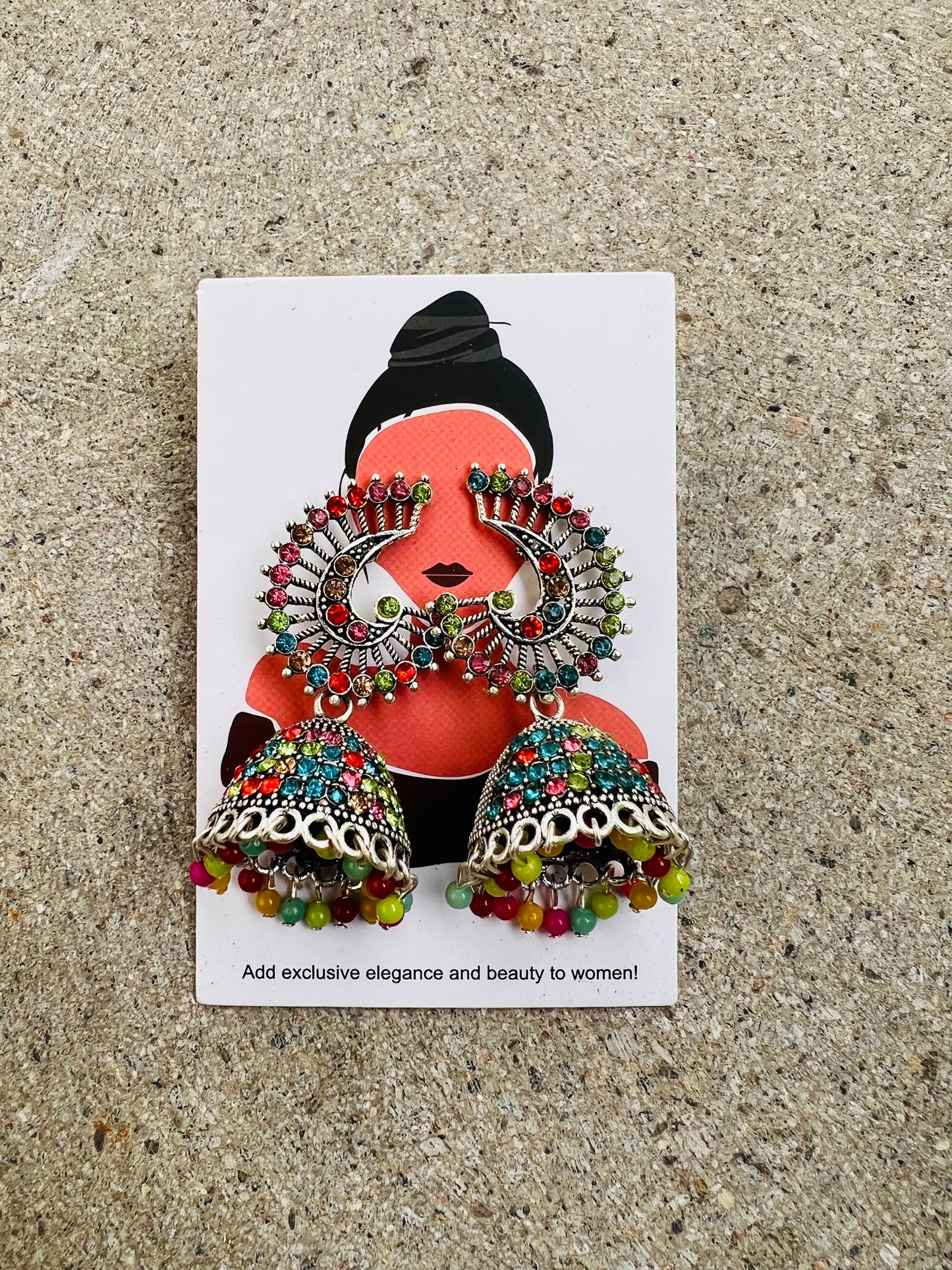 Oxidized silver jhumka