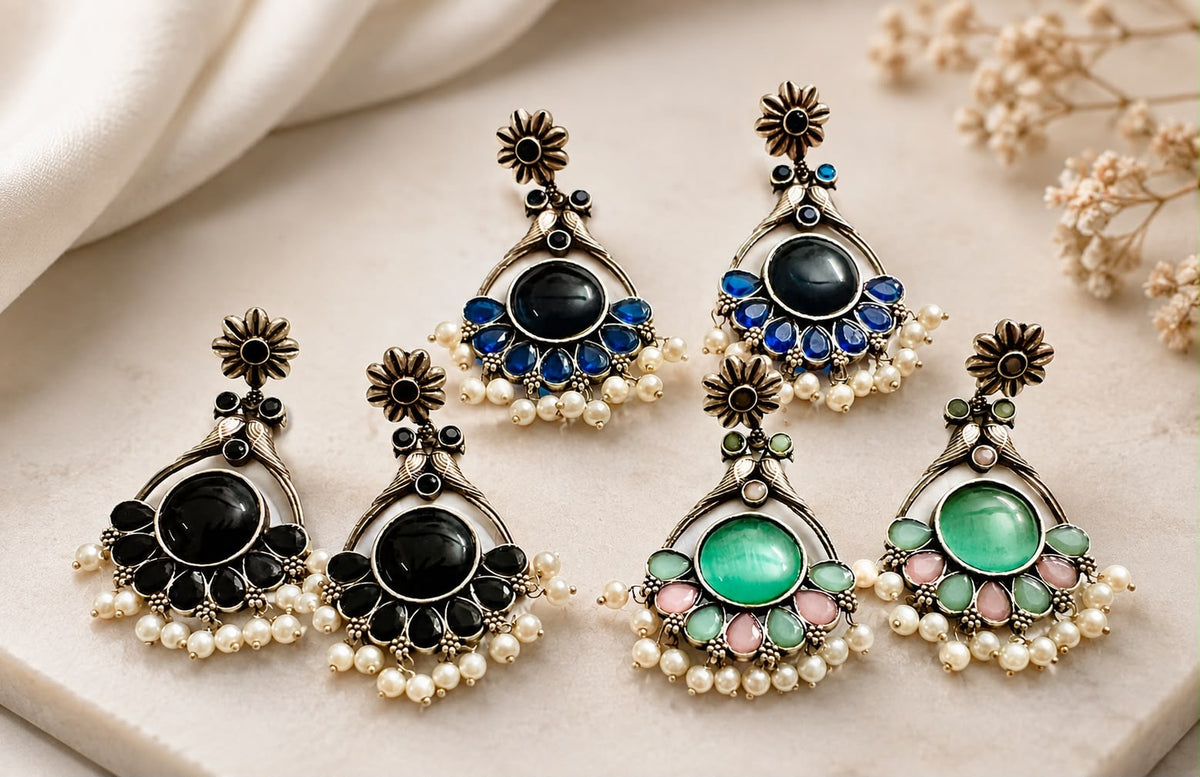 Floral oxidized earrings