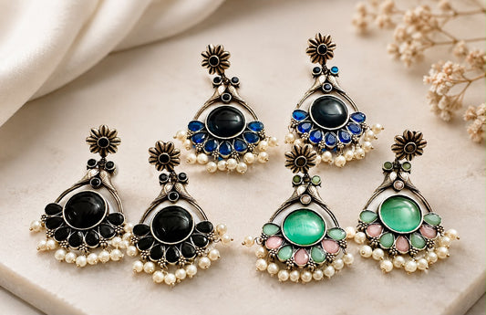 Floral oxidized earrings