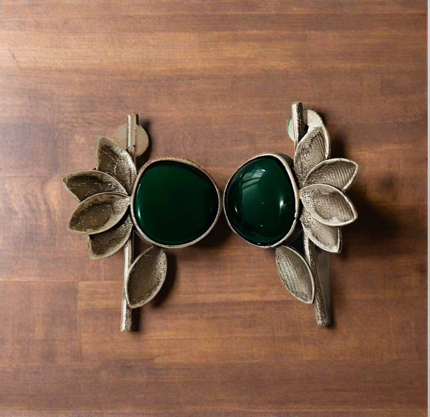 Green floral stone and petals