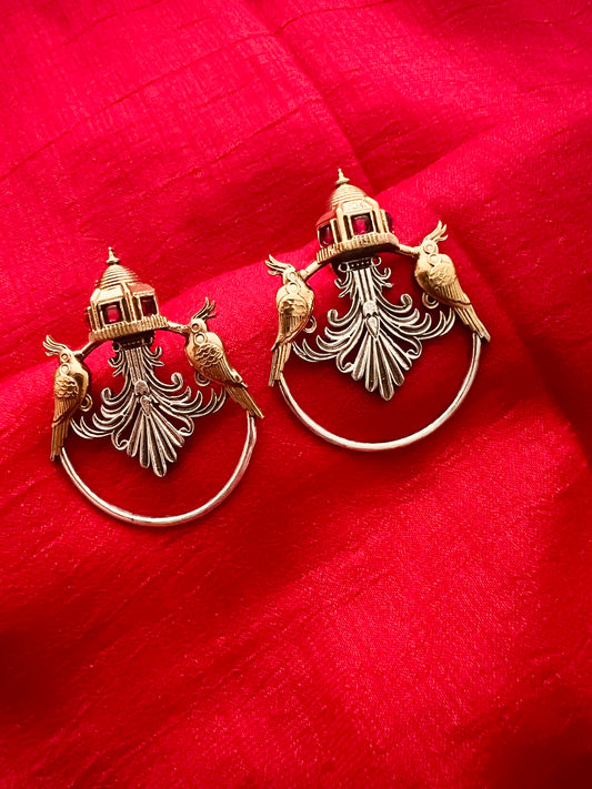 Bird in dome designer earrings