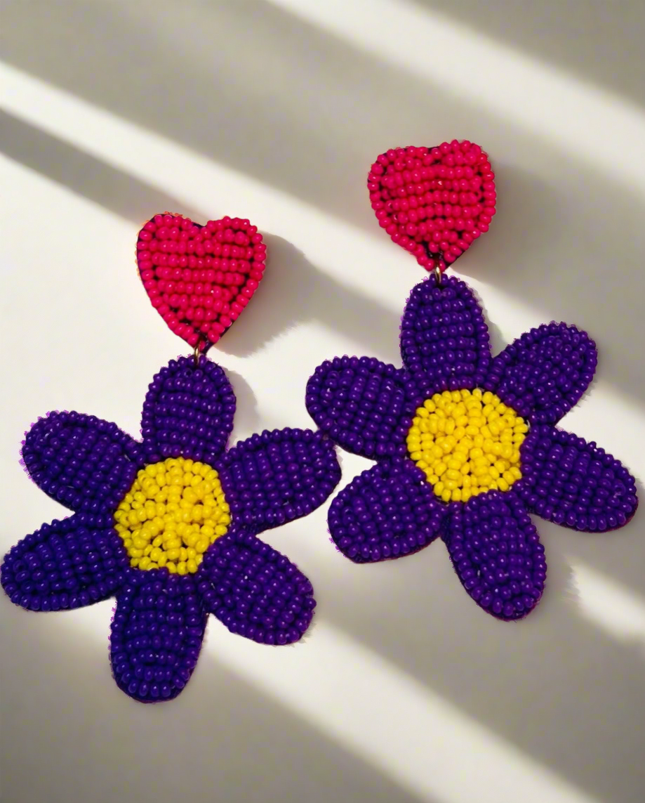 Floral treat earrings- violet