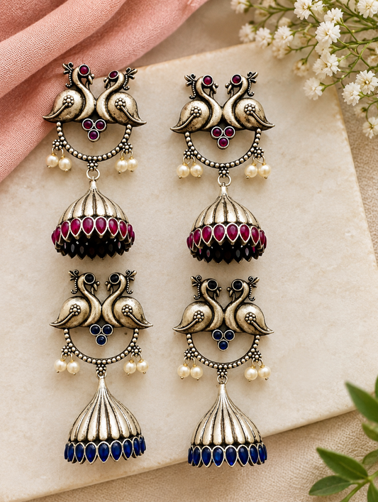 Oxidized jhumka earrings