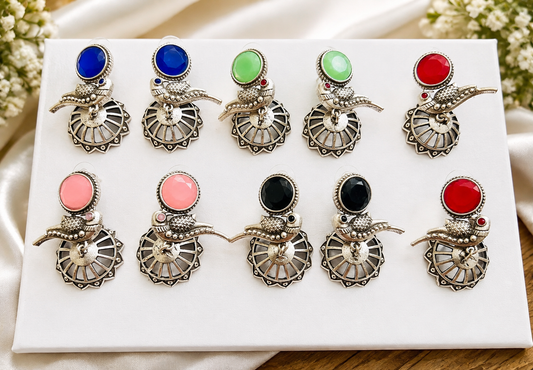 Bird earrings with different stones