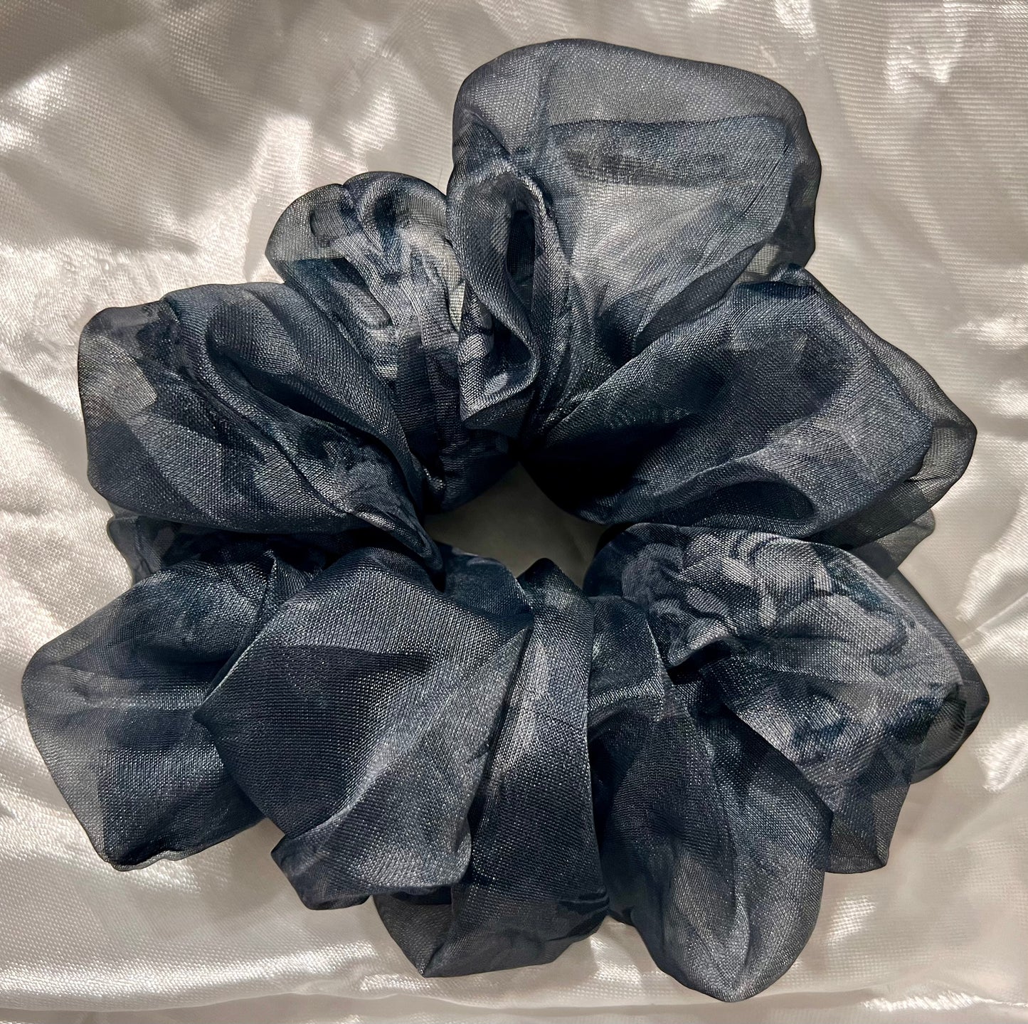 Grey floral scrunchies