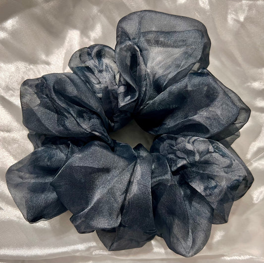 Grey floral scrunchies