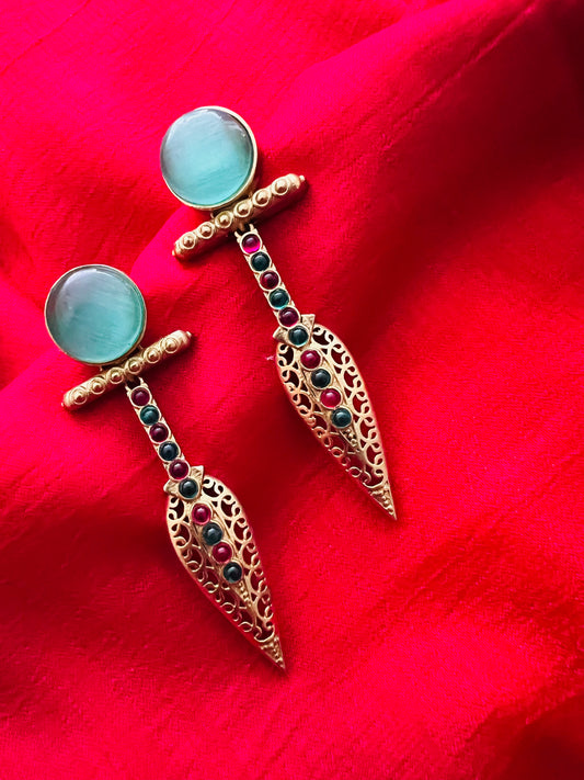 Contemporary style stone studded earrings