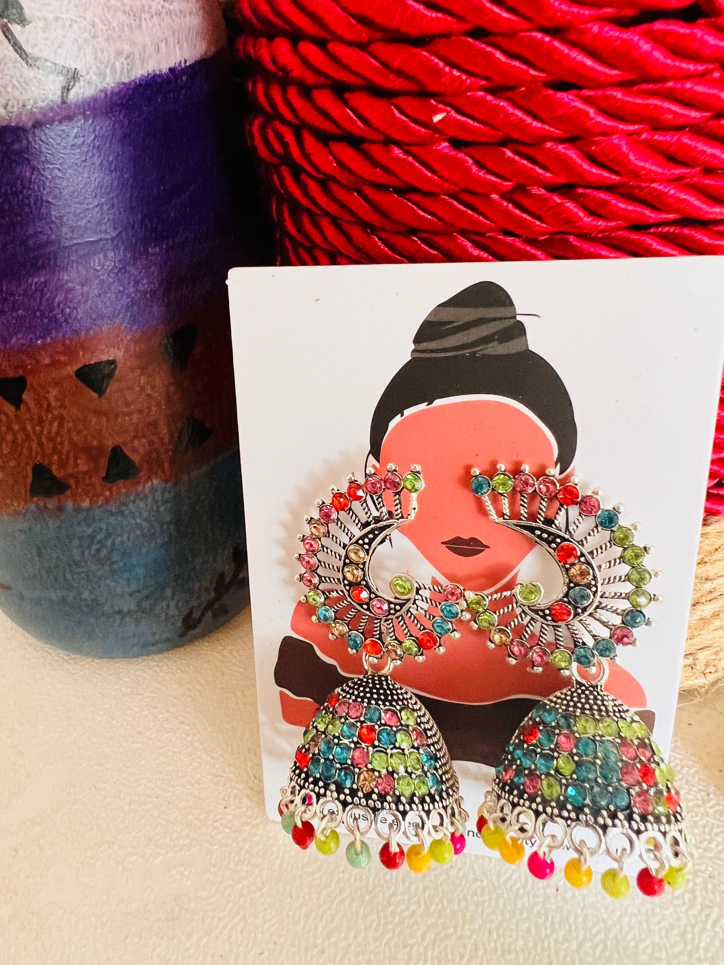 Oxidized silver jhumka