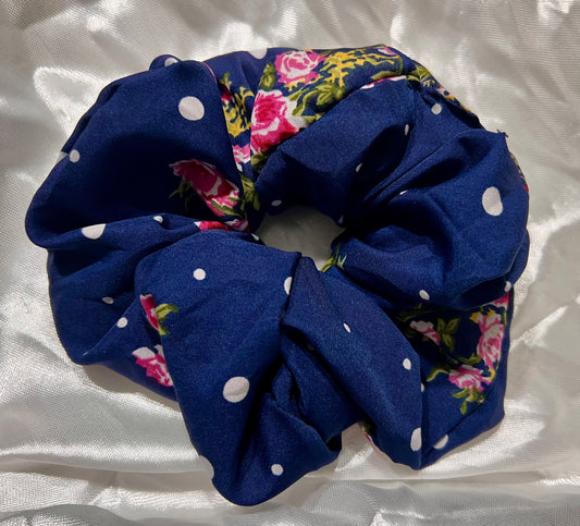 Blue floral scrunchies