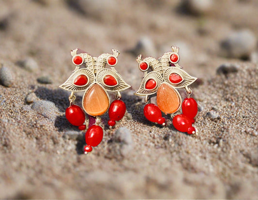 Orange 🍊 peacock 🦚 earrings