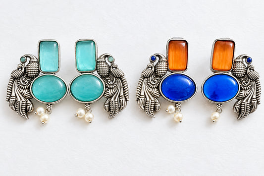 Peacock stud earrings