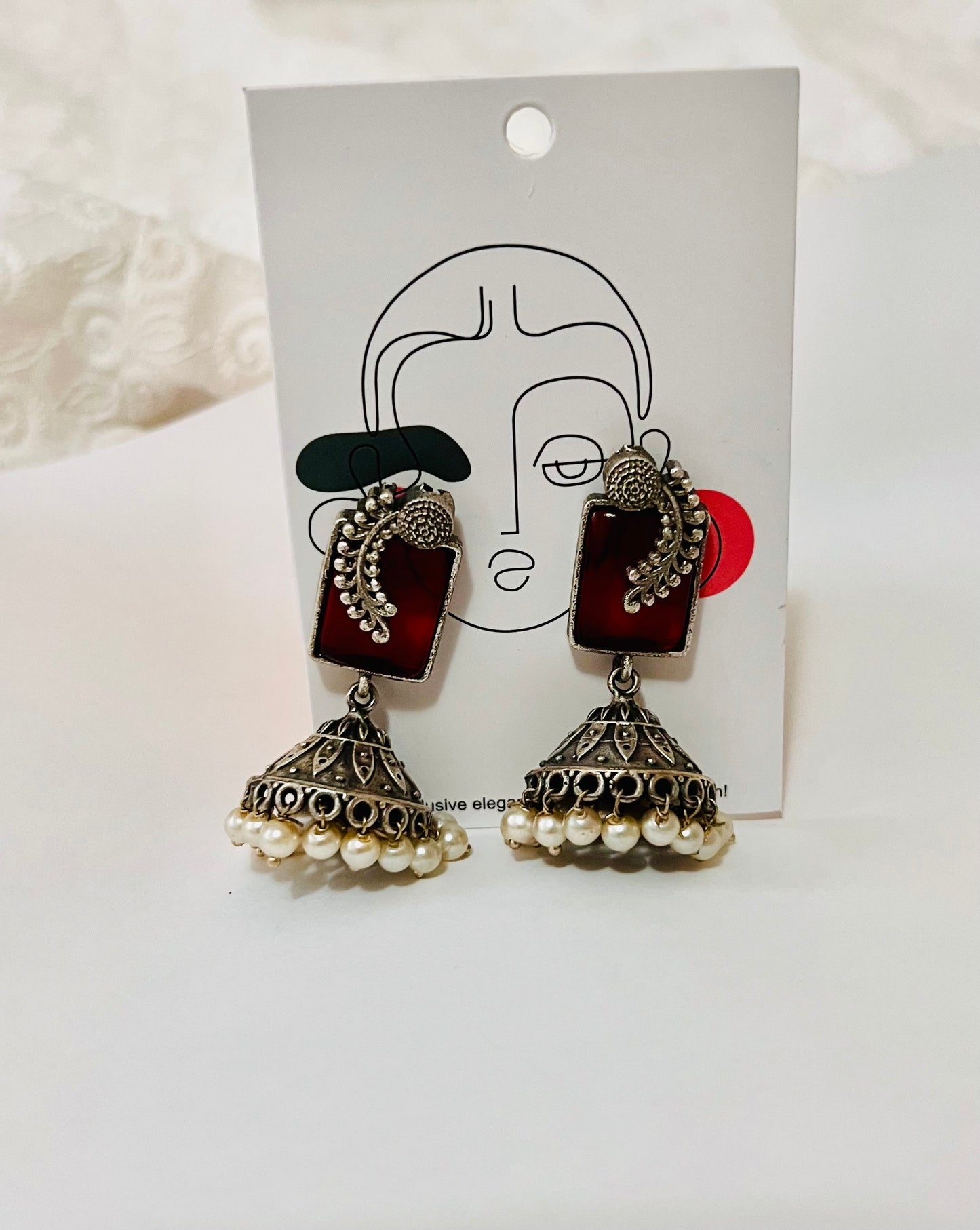 Red stone jhumka
