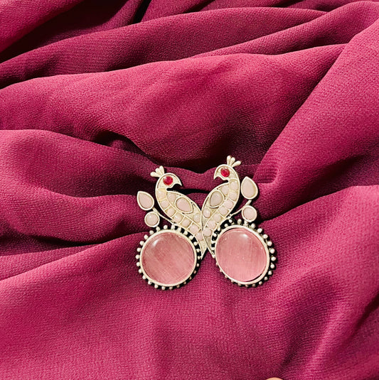 Pink peacock 🦚 earrings