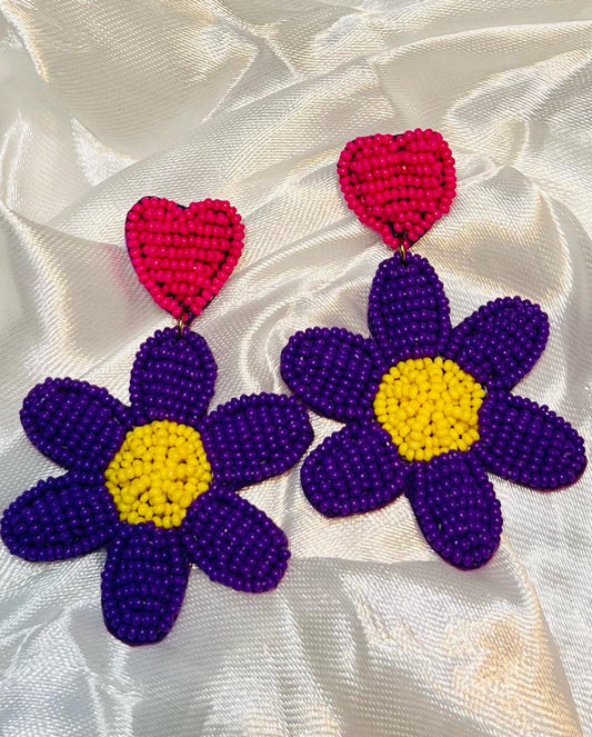 Floral treat earrings- violet